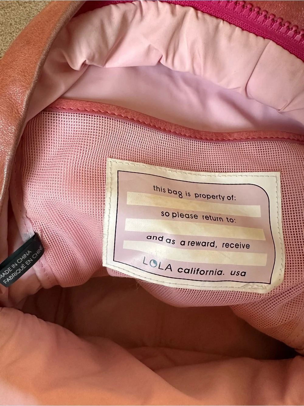 Women's Small Pink Leather Backpack